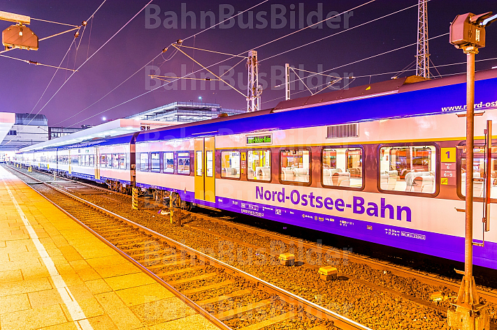 Nord-Ostsee-Bahn im Abendlicht im Bahnhof Hamburg-Altona